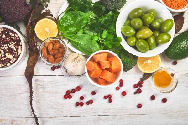 Nutrição Dieta Equilibrada Para Fígado Conceito Alimentação Limpa Saudável Fundo — Fotografia de Stock