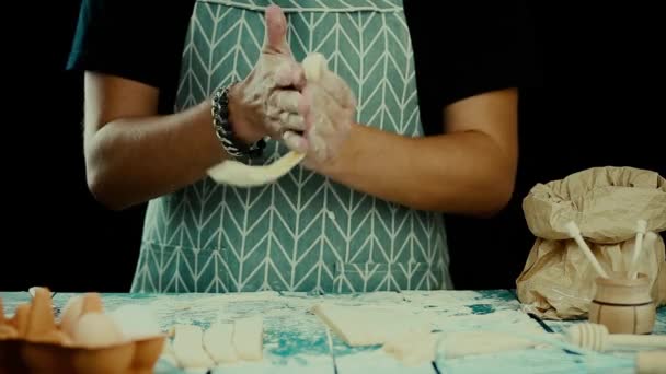 Woman Preparing Dought Close — Stock Video
