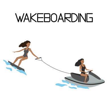 wakeboarding. extreme water sport. vector clipart