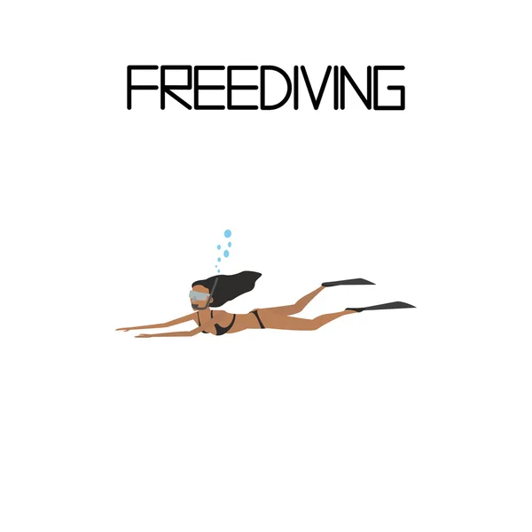 Freediving. extreme sport — Stock Vector