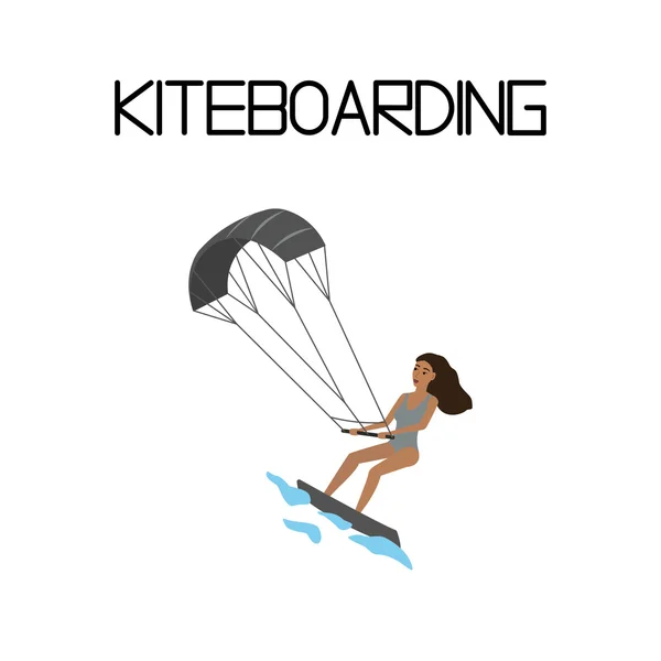 Kitesurfing. extreme sport — Stock Vector