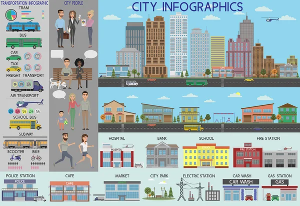 도시 infographic 세트 — 스톡 벡터