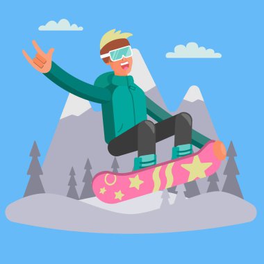 snowboard düz illüstrasyon