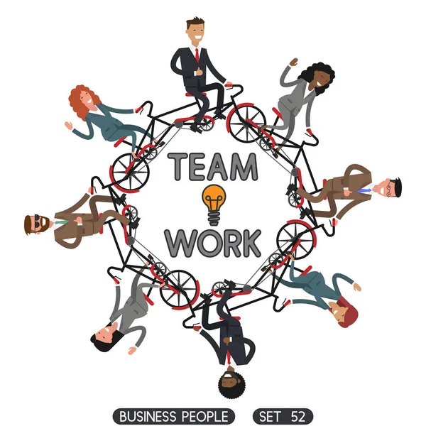 Teamarbeit. Geschäftsleute legen fest. — Stockvektor