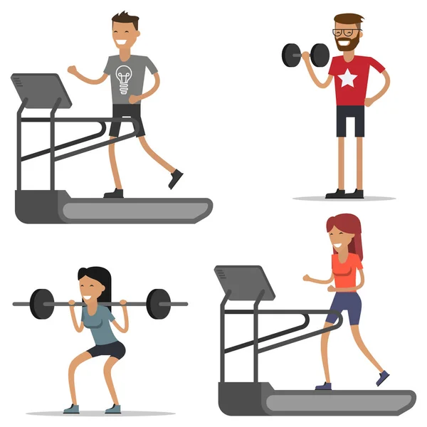 Fitness mensen in sportschool — Stockvector