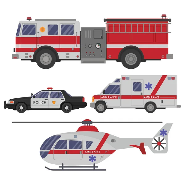 Varios vehículos de emergencia — Vector de stock
