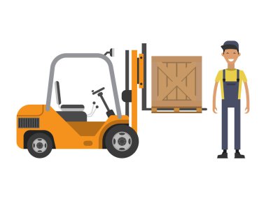  forklift kamyon düz vektör çizim