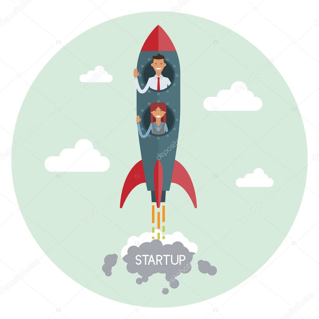 Startup business, flat design illustration