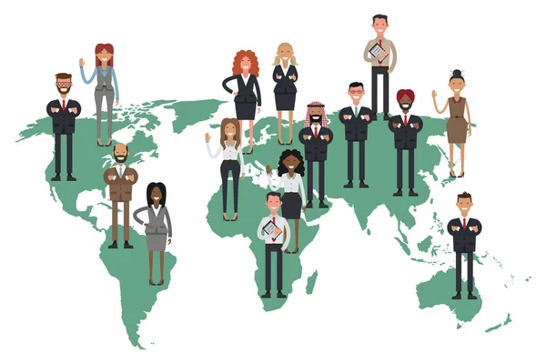iş adamları bir dünya haritası oluşturma