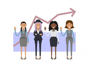 İş kadını grup. Vektör çizim düz