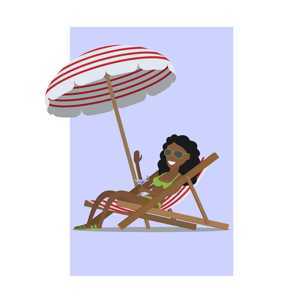 Menina de maiô com uma ilustração de coquetel — Vetor de Stock
