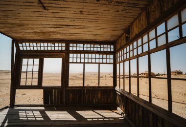 Güzel bir çöl villasının terk edilmiş kalıntıları.