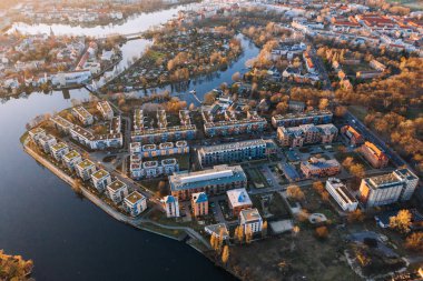 drone photo of Treptow-Kopenick Berlin at sunrise clipart