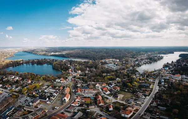 Drone aereo foto Woltersdorf Schleuse Brandenburg, Germania — Foto Stock