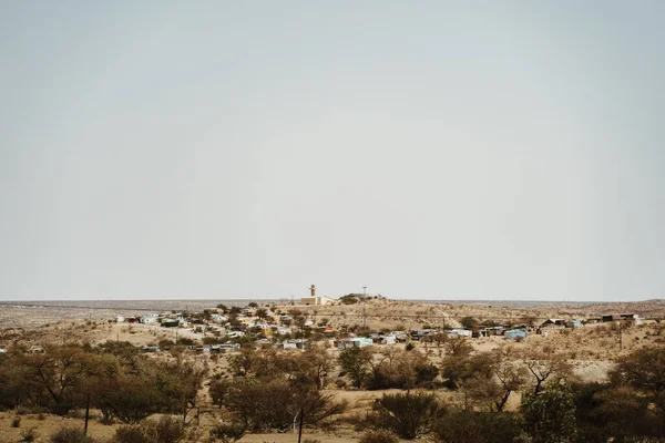 distant wideangle view of African village town