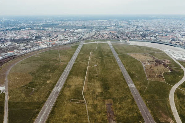 aerial photo of an airports runway Tempelhofer Feld, Berlin