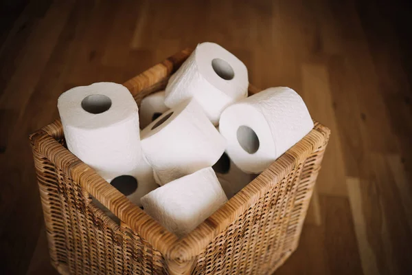 Several toilet paper rolls in a box — Stock Photo, Image
