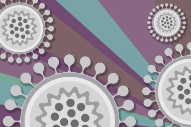 Renkli arkaplanda izole edilmiş virüs veya bakteri