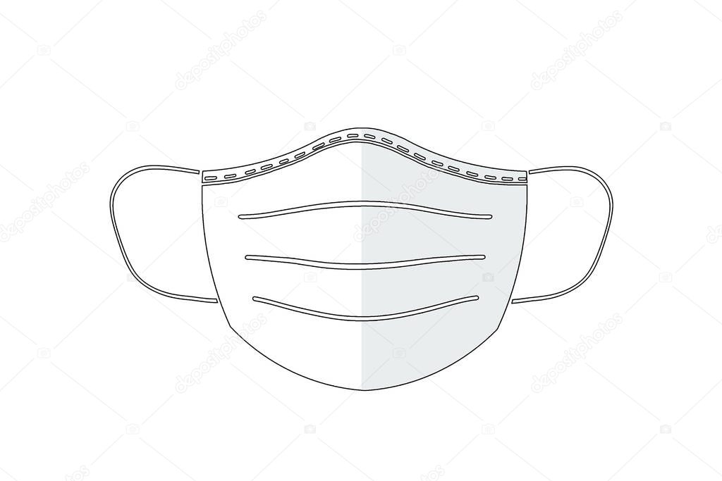 Protective face mouth mask on white background