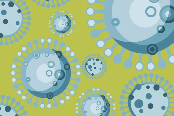 Virus eller bakterier isolerade på gul bakgrund — Stockfoto
