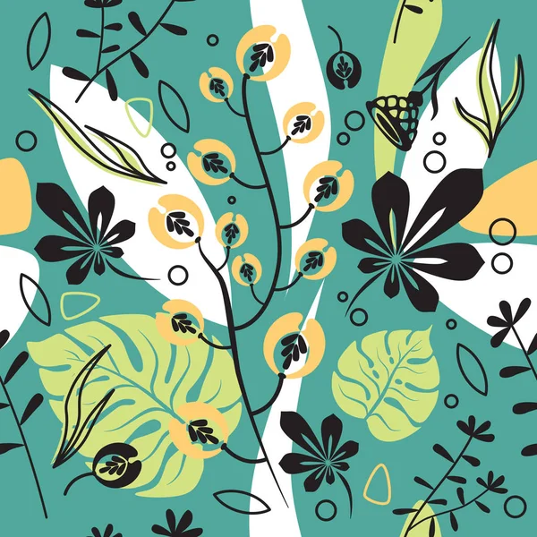 Sömlös blommönster, kastanj löv och botaniska decorativ — Stock vektor