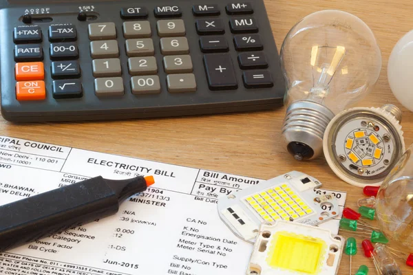 hesap makinesi ve ampuller LED ile