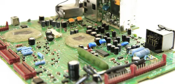 Electronic boards and chips in macro photo — Stock Photo, Image