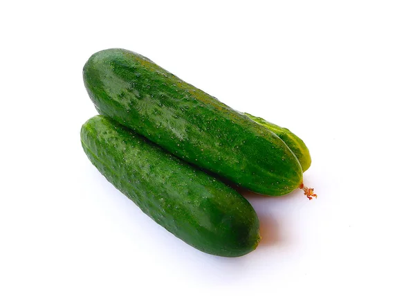 Green cucumber on white — Stock Photo, Image