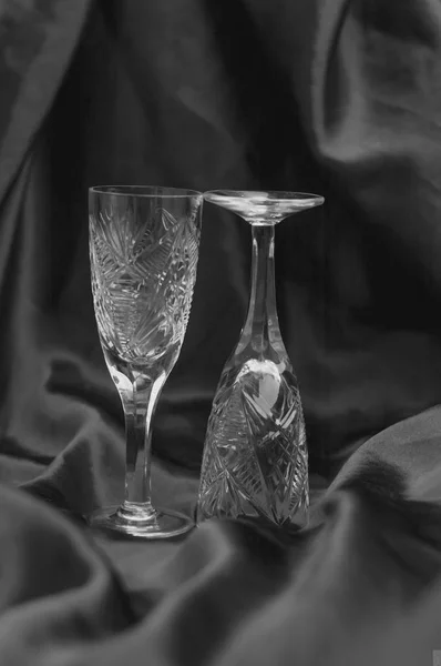 Crystal glasses black background — Stock Photo, Image