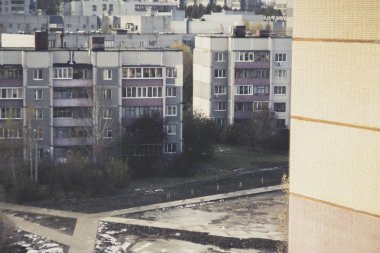 Rusya'da daire konut blokları üzerinde havadan görünümü