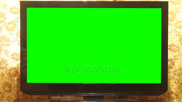 Breitbild-HDTV mit grünem Bildschirm — Stockvideo