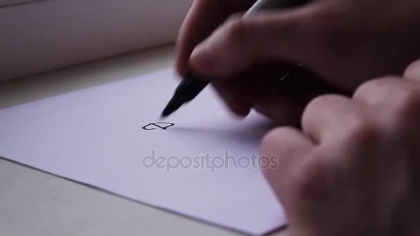 男がサンタ クロースに手紙を書く — ストック動画