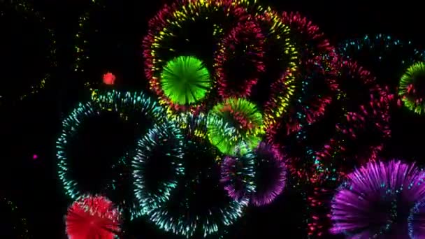 Hermosos fuegos artificiales. animación de Navidad de bucle inconsútil generada por ordenador — Vídeo de stock