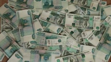bir sürü yerde yatarken banknotlar Rus ruble