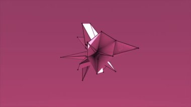 Soyut renkli fraktal geometrik, Polygonal veya Lowpoly tarzı siyah küre üç taraflı 3d render yapılmış