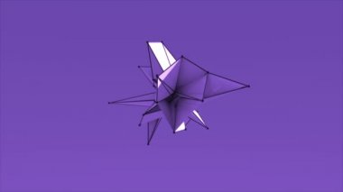 Soyut renkli fraktal geometrik, Polygonal veya Lowpoly tarzı siyah küre üç taraflı 3d render yapılmış