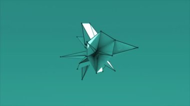 Soyut renkli fraktal geometrik, Polygonal veya Lowpoly tarzı siyah küre üç taraflı 3d render yapılmış