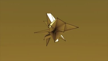Soyut renkli fraktal geometrik, Polygonal veya Lowpoly tarzı siyah küre üç taraflı 3d render yapılmış