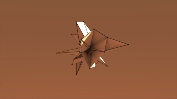 3 d レンダリング三角から作られた抽象的なカラフルなフラクタル幾何学的、多角形または Lowpoly スタイル黒球 — ストック動画