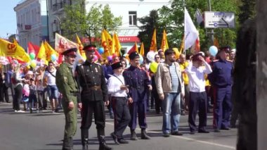 Kursk, Rusya - 1 Mayıs 2017: emek ve bahar dünya tatil adanmış sergi