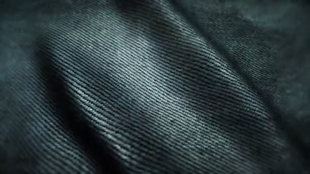 Realistische jeans zwaaiend in de wind. Abstracte achtergrond Ultra-HD resolutie. Close-up stof textuur. Naadloze lus — Stockvideo