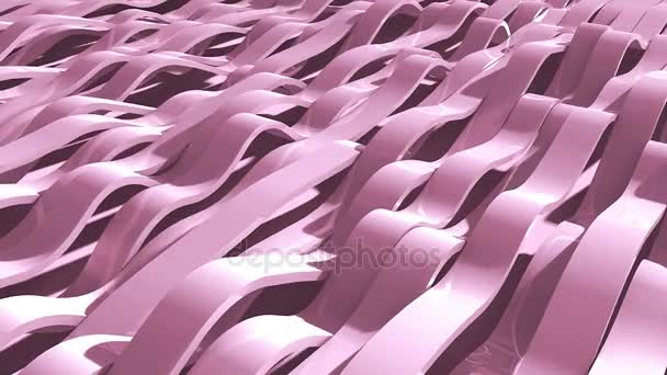 Pink Color Wave Animation Loop es una serie ondulante de cintas con una superficie reflectante suave que sería una gran placa de fondo para cualquier producción — Vídeo de stock