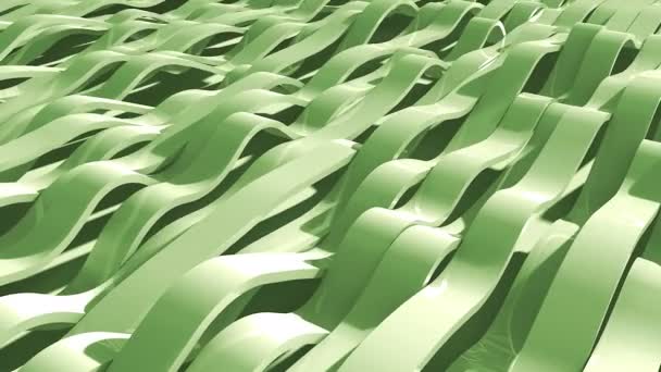 Green Color Wave Animation Loop es una serie ondulante de cintas con una superficie reflectante suave que sería una gran placa de fondo para cualquier producción — Vídeo de stock