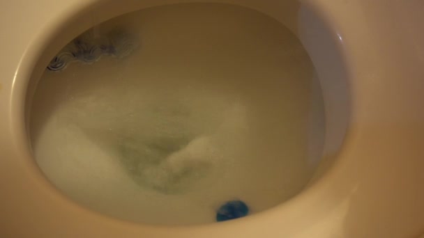 Water doorspoelen wit toilet, schieten op korte afstand — Stockvideo