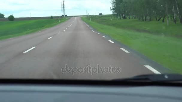 Vista da janela de um carro, ônibus, trem. Viajando vídeos HD — Vídeo de Stock