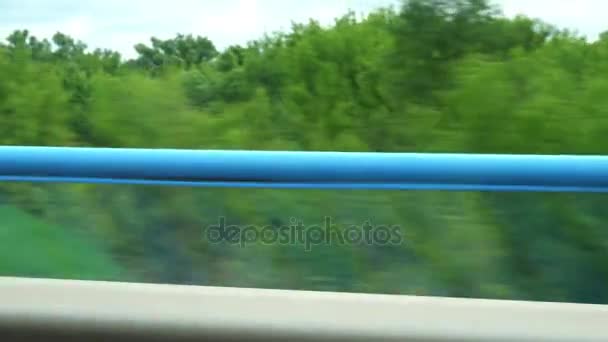 Vista da janela de um carro, ônibus, trem. Viajando vídeos HD — Vídeo de Stock