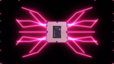 Sorunsuz video Cpu ile pembe elektronlar hareketli fütüristik devre panosunu döngü