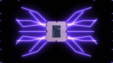 Sorunsuz video Cpu ile mor elektronlar hareketli fütüristik devre panosunu döngü
