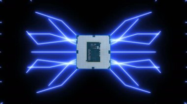 Sorunsuz video Cpu ile mavi elektronlar hareketli fütüristik devre panosunu döngü