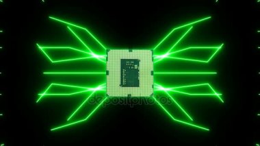 Sorunsuz video Cpu ile yeşil elektron hareket ile fütüristik devre panosunu döngü